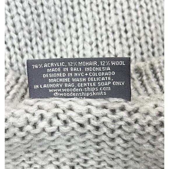 Wooden Ship Paola Buendia Knitted Gray Camo Heart Sweater Size Small / Medium - Picture 6 of 6